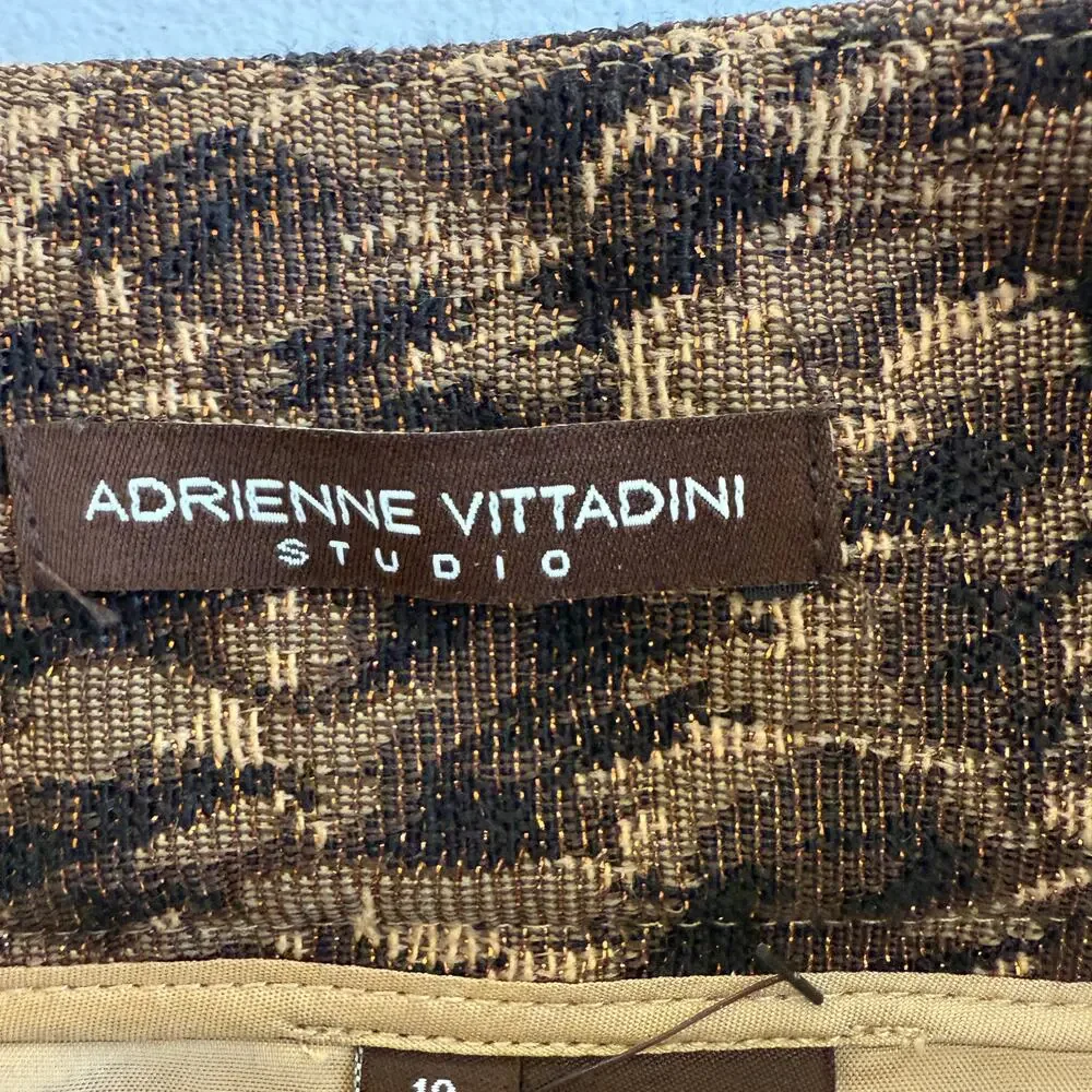 Vintage Y2K Adrienne Vittadini Animal Print Metallic Pencil Skirt 10 NWOT